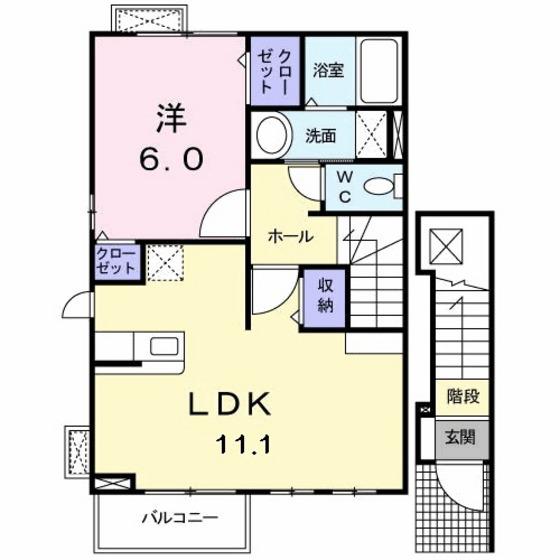ラ・カーサ・ミーア(1LDK/2階)の間取り写真