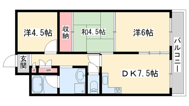 プチシャトウ(3DK/1階)の間取り写真