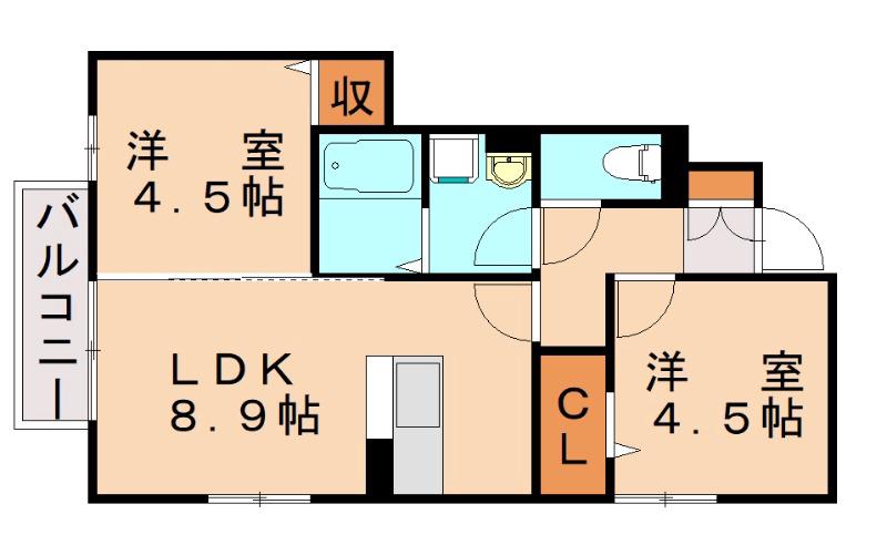 プレミール幸(2DK/1階)の間取り写真