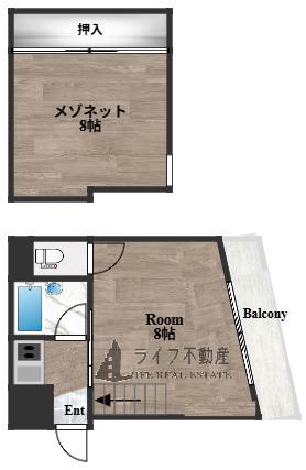 ベルジュネス(2K/5階)の間取り写真