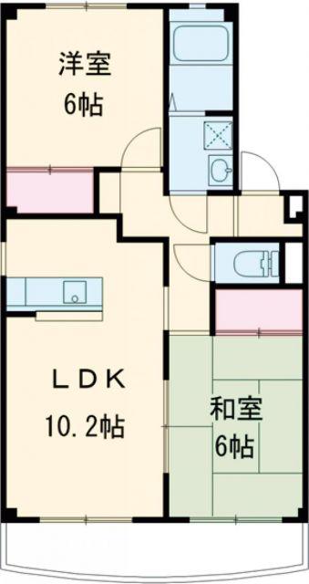 シルクヴェールフジA(2LDK/1階)の間取り写真