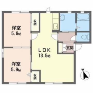 ディアス中島B(2LDK/2階)の間取り写真