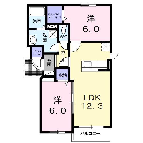 エスペランサ西町(2LDK/1階)の間取り写真