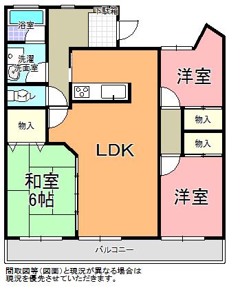 コーキマンション K-2(3LDK/4階)の間取り写真