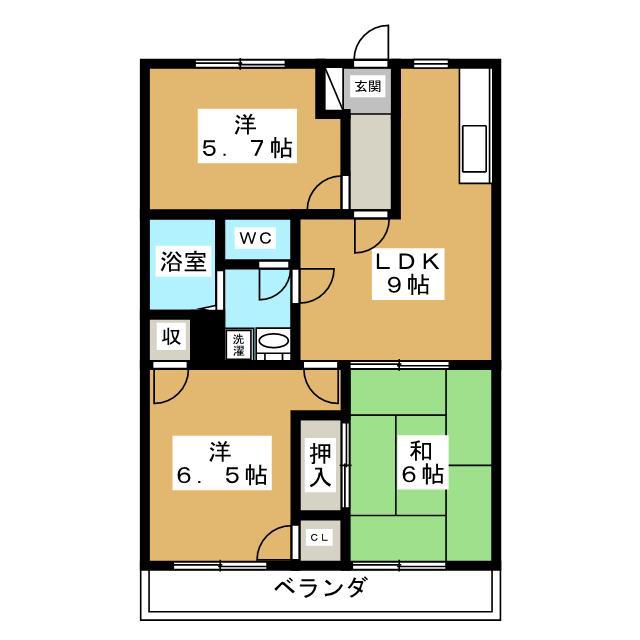 グリーンマンション(3LDK/3階)の間取り写真