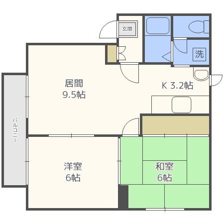 サンクレメンテI(2LDK/2階)の間取り写真