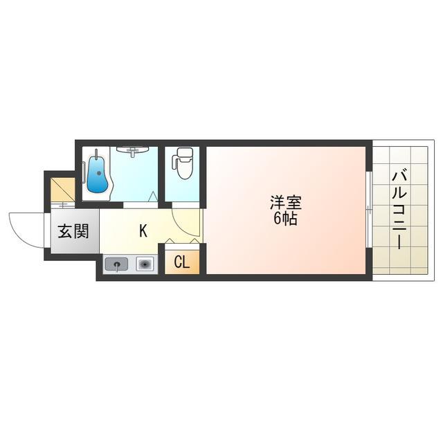 童夢ハイツ(1K/5階)の間取り写真