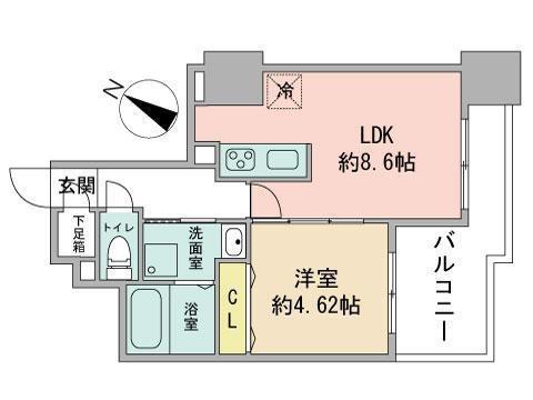 S-FORT北大前(1LDK/13階)の間取り写真
