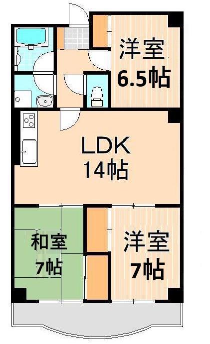 グランデール(3LDK/5階)の間取り写真