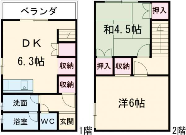 グリーンハウス水田(2DK/1階)の間取り写真