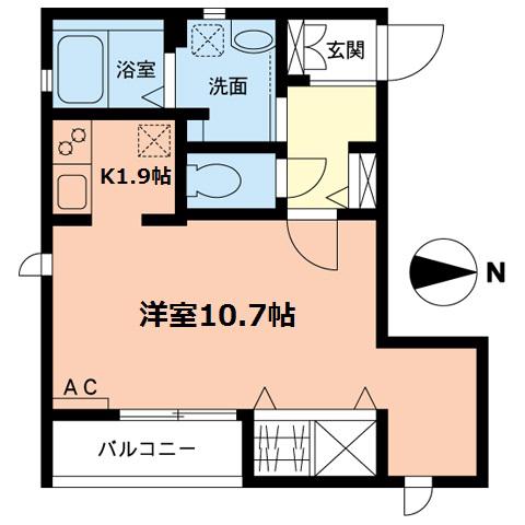 クラール(1K/2階)の間取り写真