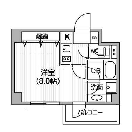 レクシード神楽坂(1K/2階)の間取り写真
