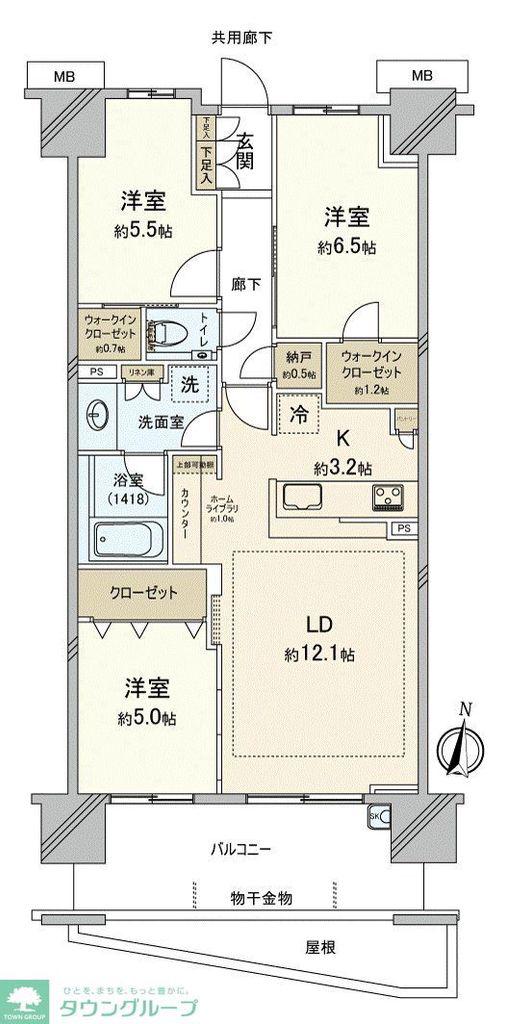 グレーシア藤沢鵠沼(3LDK/4階)の間取り写真