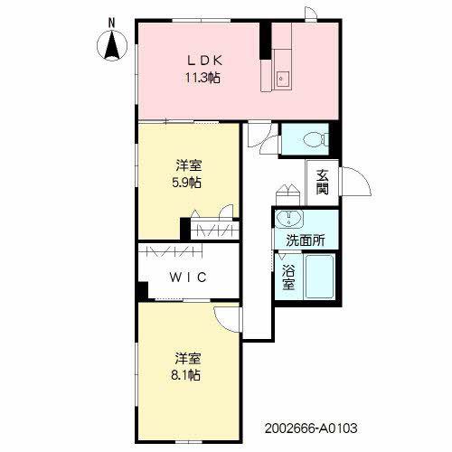 ベレオ新田 (2LDK/1階)の間取り写真