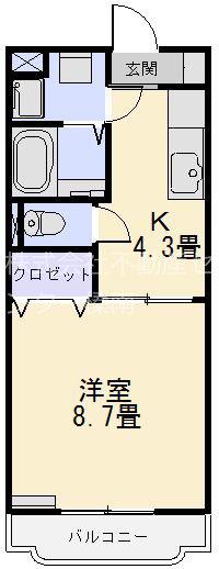 ラフィーネ(1K/2階)の間取り写真
