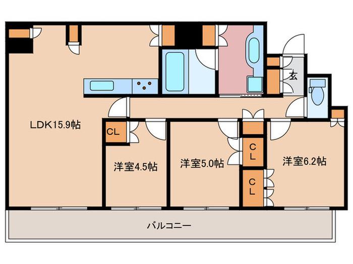 ジオタワー天六(3LDK/28階)の間取り写真
