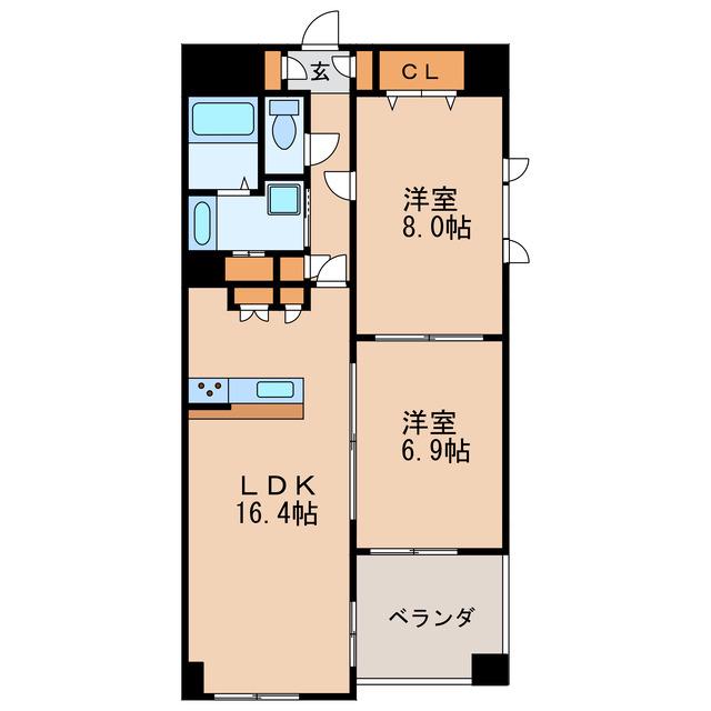 グランデージ泉(2LDK/8階)の間取り写真