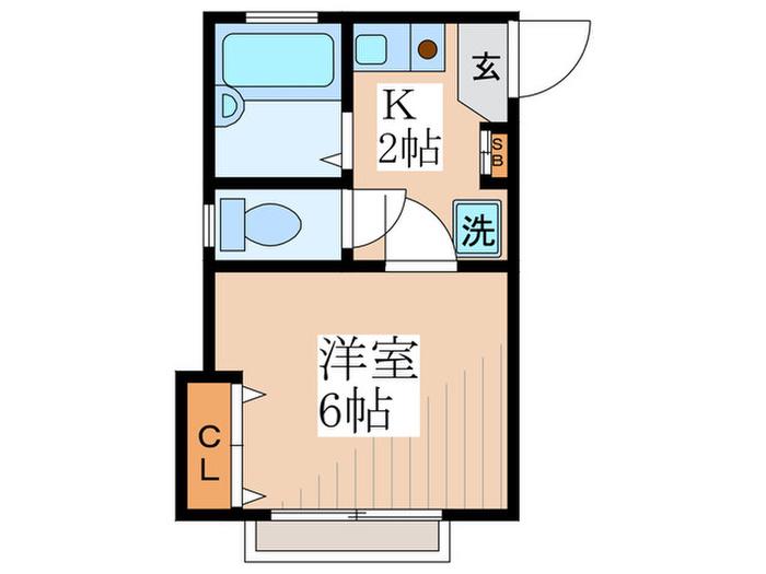 スカイパレス堀ノ内(1K/1階)の間取り写真