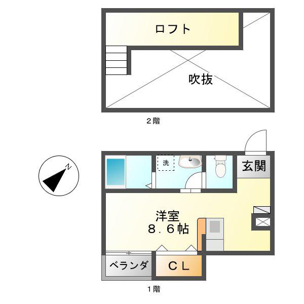 ココスティーレ(ワンルーム/1階)の間取り写真