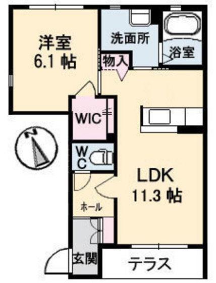 ヴィラージュ弐番館(1LDK/1階)の間取り写真