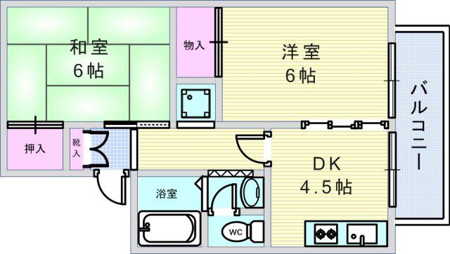 メゾンフルール(2DK/1階)の間取り写真