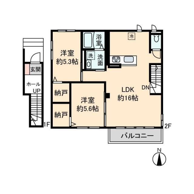 SILKY HEIM(2LDK/2階)の間取り写真