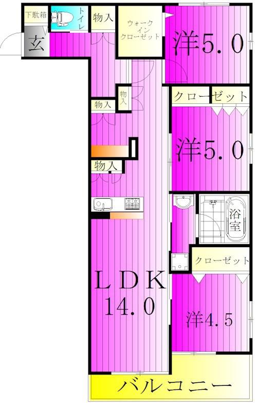 クレスト(2LDK/2階)の間取り写真