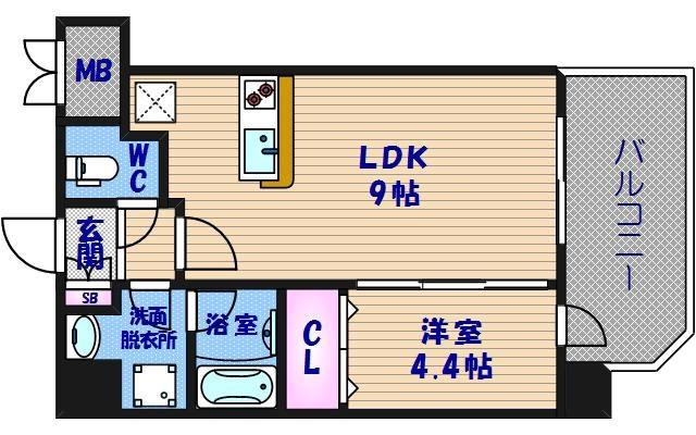 スプランディッド難波(1LDK/5階)の間取り写真