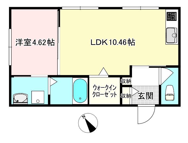 BENTORNATO堀水内(1LDK/1階)の間取り写真