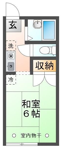吉野ハイツB(ワンルーム/2階)の間取り写真