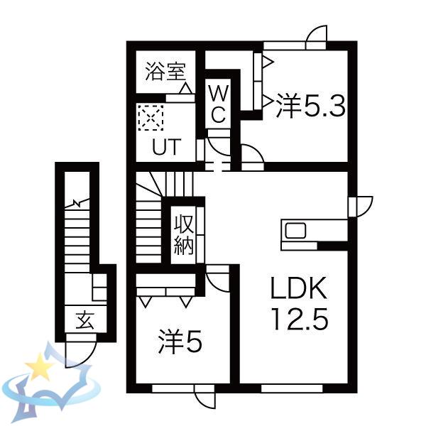 HOUSE83(2LDK/2階)の間取り写真