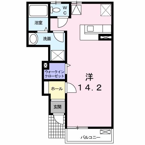 アルカンシエル(ワンルーム/1階)の間取り写真