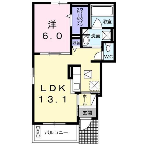 カーサ イン ピエトラ ロッサ(1LDK/1階)の間取り写真