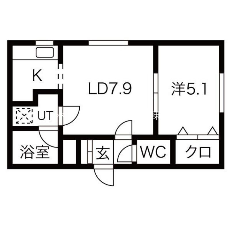 ガーデンコート壱番館(1LDK/2階)の間取り写真