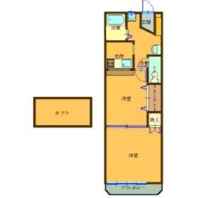 スカイハイツ共栄A棟(2K/2階)の間取り写真