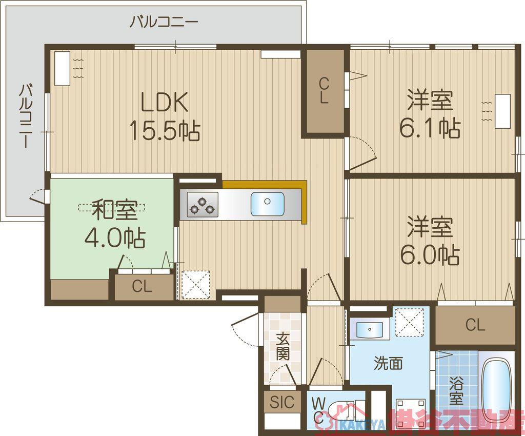 サンテリア水尾(3LDK/2階)の間取り写真