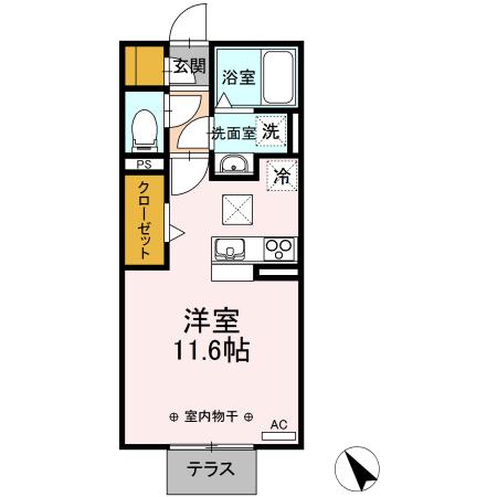 ベスタIII(ワンルーム/1階)の間取り写真