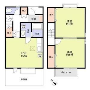 EVER GREEN HOUSE(2LDK/1階)の間取り写真
