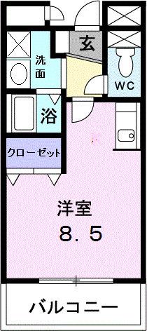 リーヴァ 神石(ワンルーム/1階)の間取り写真