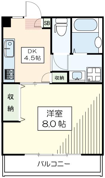 メゾンベルフラワー(1DK/1階)の間取り写真
