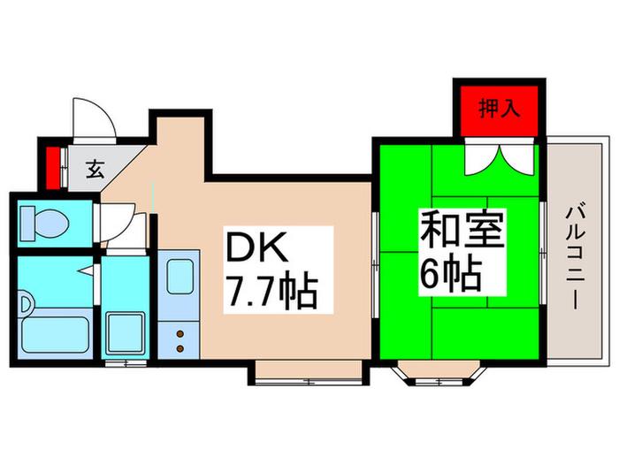 ヒロコーポ(1DK/2階)の間取り写真