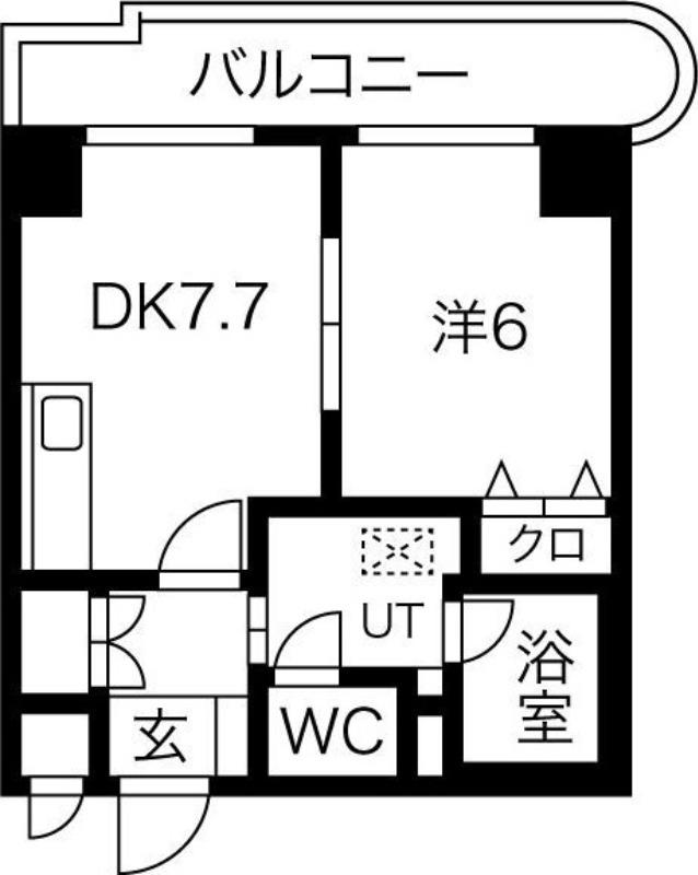 サンタの館医大前(1LDK/9階)の間取り写真