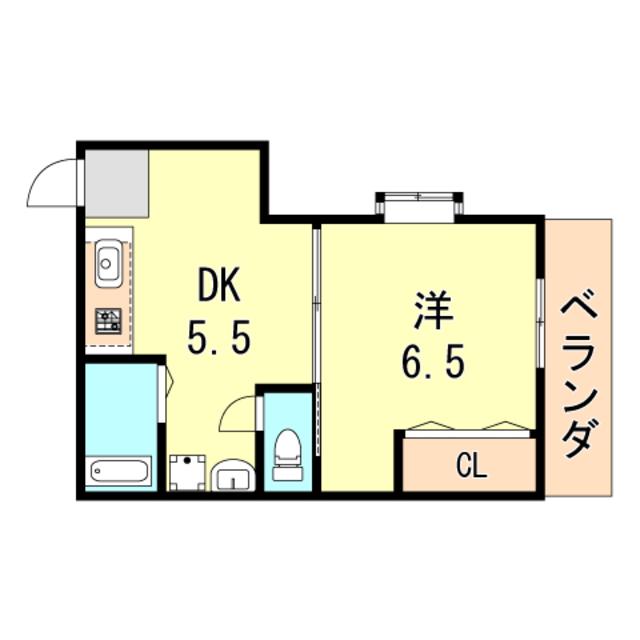 兵庫シティー(1DK/5階)の間取り写真