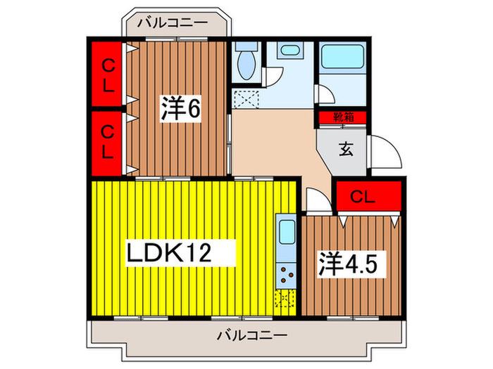 原田マンション(2LDK/1階)の間取り写真
