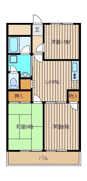 ジュノームカイ(3DK/1階)の間取り写真