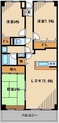 プロスペクト浦和常盤(3LDK/1階)の間取り写真