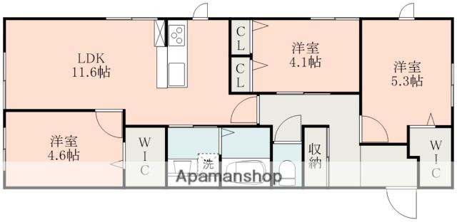 ファビュラス(3LDK/1階)の間取り写真