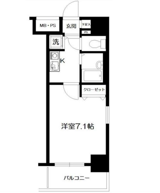 メインステージ茅場町(1K/2階)の間取り写真