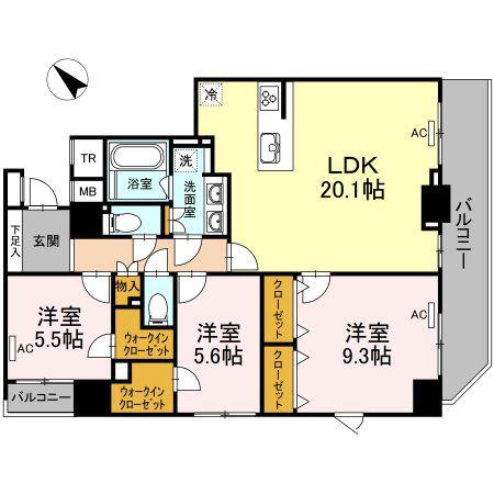 ZOOM日本橋馬喰町(3LDK/13階)の間取り写真