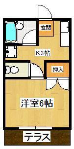 エクセル東船橋B棟(1K/1階)の間取り写真